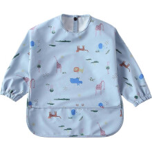 (As show, One size) Full Sleeved Bib - Baby & Toddler Waterproof Smock with Tug-Proof Closure-Blue