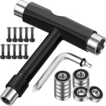 (As show, One size) 22 Pieces Multifunctional Skateboard Tools Portable T Tool Skate Accessories Include T Type Skate Tool