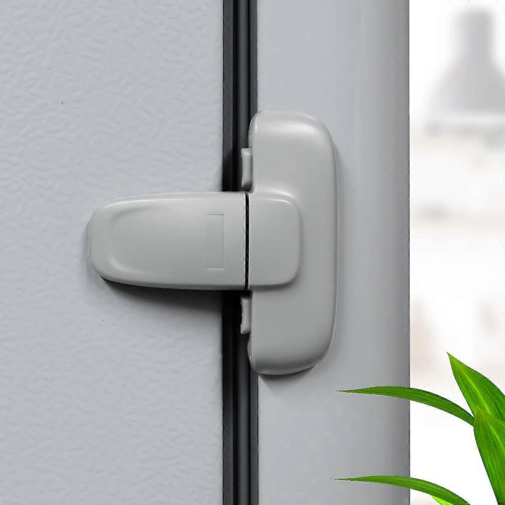 (As Show, One Size) Home Refrigerator Fridge Freezer Door Lock, Latch Catch Toddler Kids Child Fridge Locks Baby Safety Child Lock- Grey