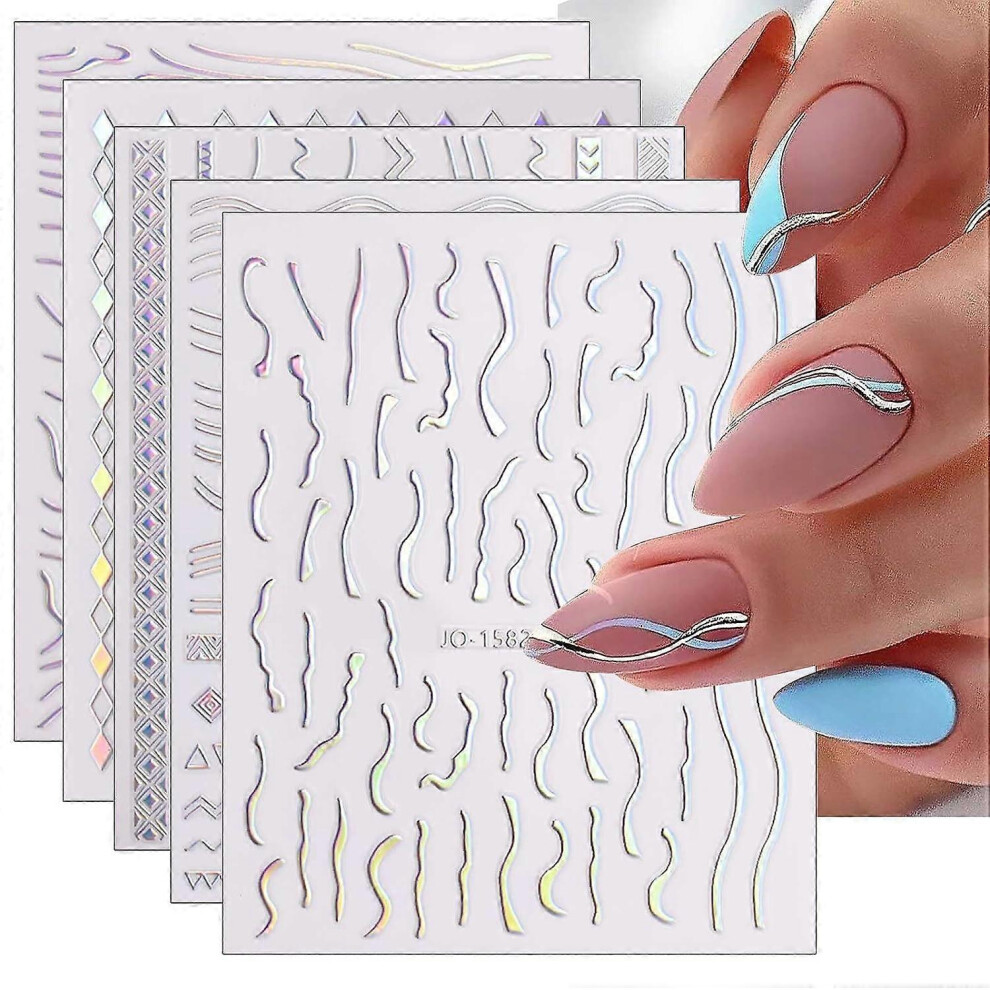 (As show, One size) 12 Sheets Aurora Nail Art Stickers Decals Self-Adhesive Pegatinas Uas Glitter Holographic Nail Supplies Nail Art Design Decoration