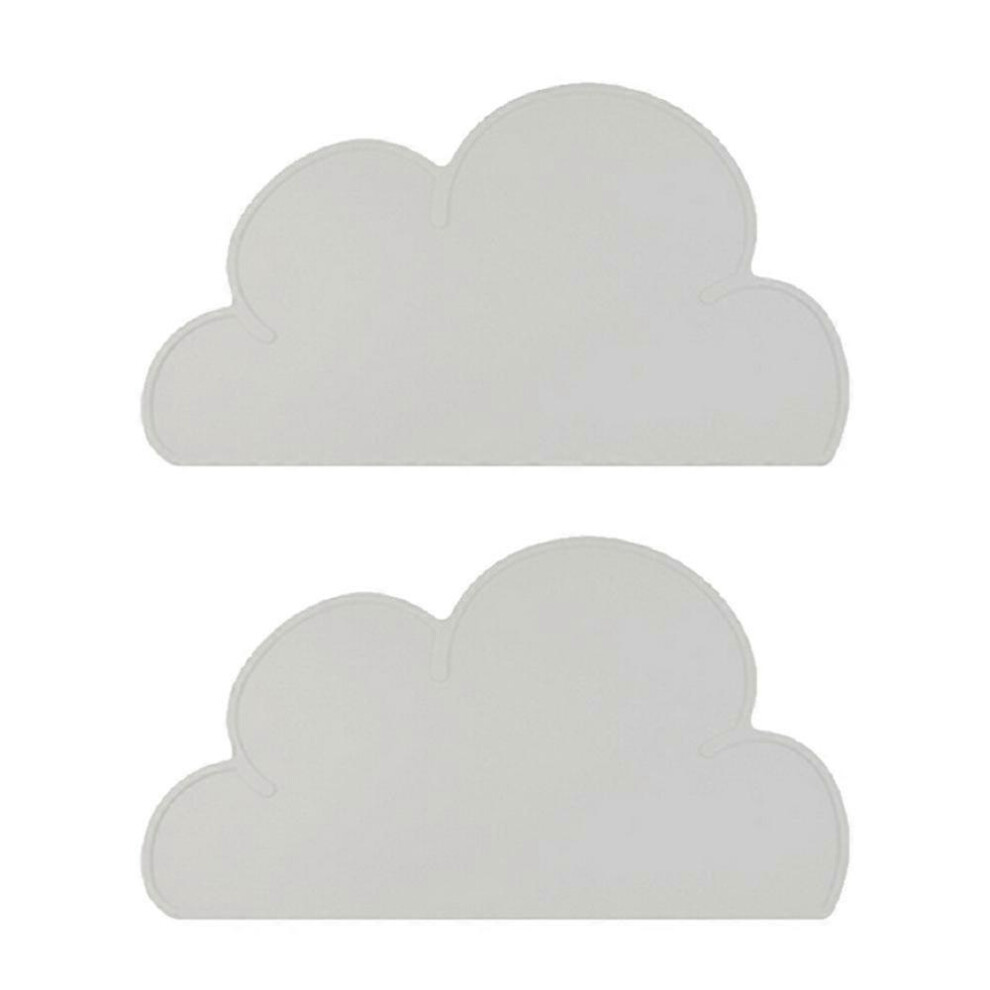 (As Show, One Size) Kids Placemat - Silicone Cloud Shape Placemat Non Slip Placemat For Baby Toddlers,Reusable Placemats- Light/Grey