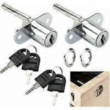 (As show, One size) Pcs Desk Drawer Lock with Keys Zinc Alloy Cylinder Lock for Locker Wooden 3 Drawer Desk Pedestal (Key Hole 16mm) ,ladace