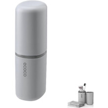 (As show, One size) Travel Toothbrush Holder, Toothpaste Holder, Portable, Dustproof, Antibacterial, Toothbrush Case for Travel, Family, Camping, School (Grey)