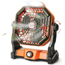 (As show, One size) Portable Desk Fan with LED Lantern, Small Rechargeable Quiet Camping Fan, Battery Operated Cooling Personal Table Fan