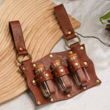 Leder -Zauberer -Tischtasche - Mittelalterliche Fantasy -Seitenpackung Mit 3 Kork -Trankfläschchen, Kann Gürtelmodelle Cosplay -Kostüme Accessoires