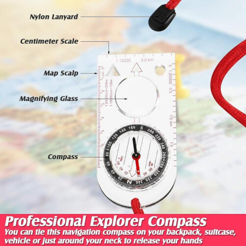 Navigation Compass Orienteering Compass Boy Scout Compass Hiking Compass with Adjustable Declination 2