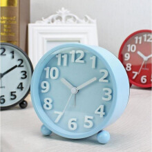 Blue Silent Analog Alarm Clock, Black Metal Large 3D Numbers, Non-Ticking Table Clock with Night Lig