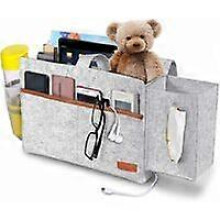 (As show, One size) Bed Pocket, Bedside Storage Bag mit Tissue Boxes for Remote Control, Tablet, Charging Cable, Magazine, Glasses, Pen - Light Gray
