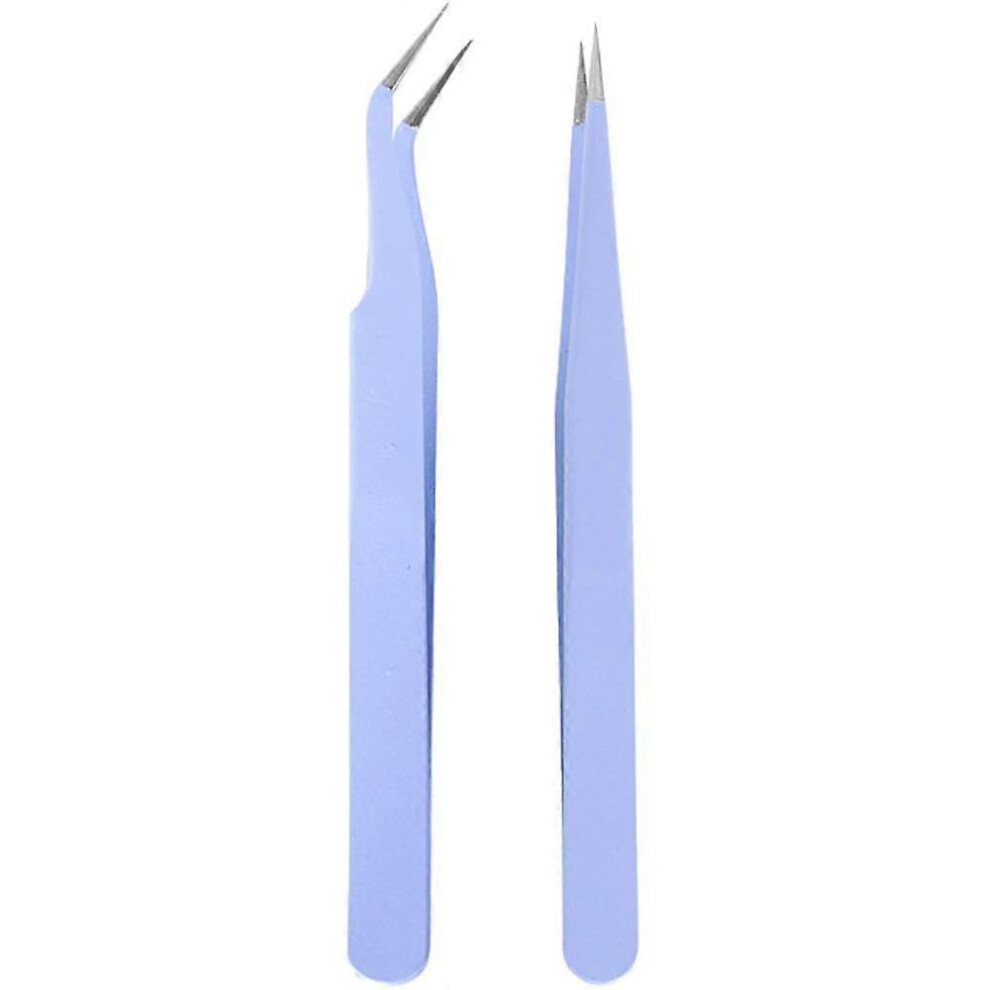 Purple (As Show, One Size) Tweezers Set - Precision Tweezers - Slant And Pointed Tweezers - Tweezers For Eyebrows - Stainless Steel Tweezer Kit