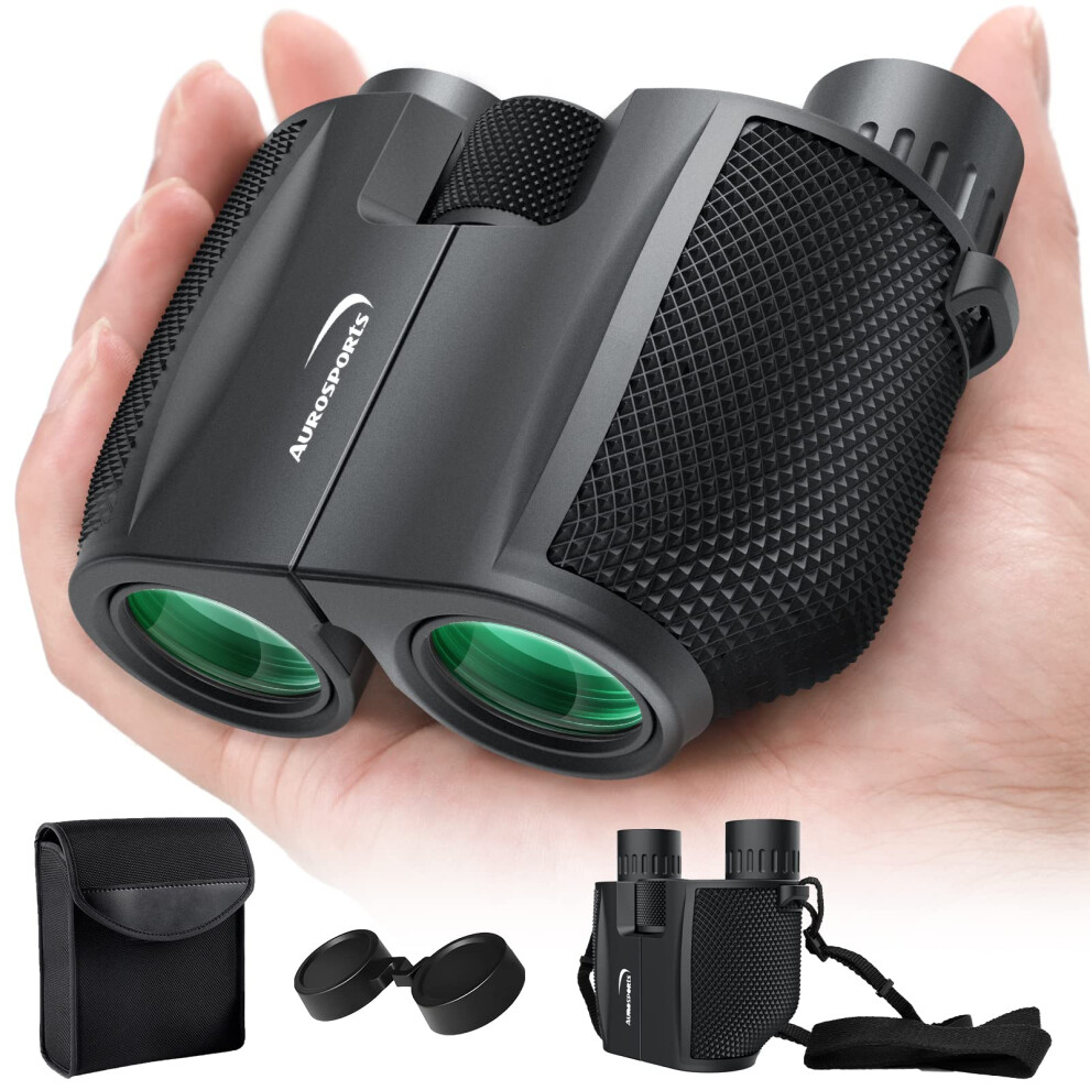 Aurosports 10X25 Binoculars for Adults Kids, Compact Binoculars with Weak Light Vision, Easy Focus Lightweight High Powered Binoculars for Bird Watch
