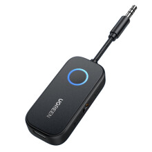 UGREEN Bluetooth 5.2 Transmitter Receiver, 28H Long Playtime, Dual Connection, 10m Range, Mic for Calls, 2-in-1 Wireless Aux Bluetooth Adapter for TV