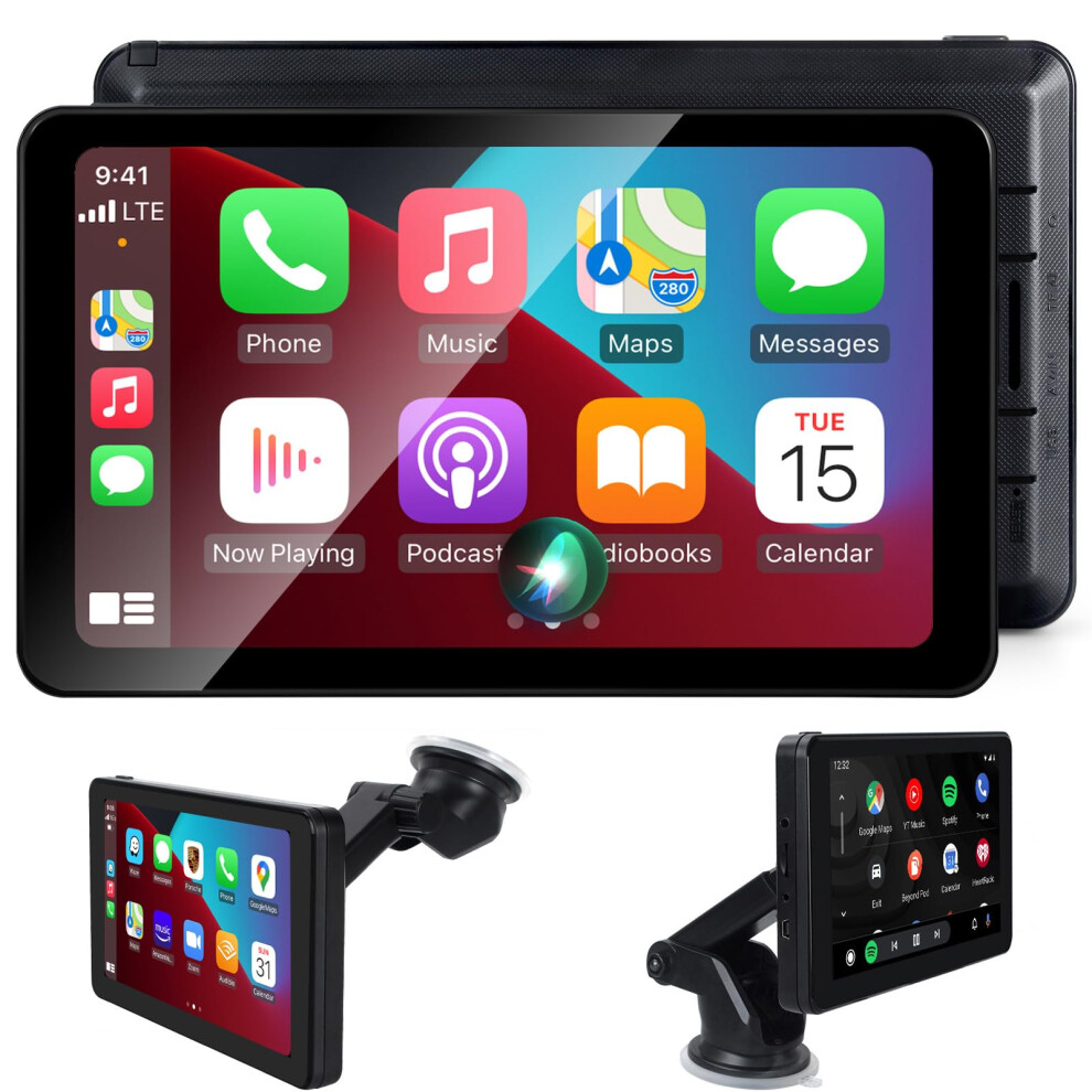 Wireless Apple CarPlay Android Auto Screen, Car Stereo 7" HD Touch Screen Portable Navigation Radio Vedio Player with Bluetooth WiFi, Live Navigation
