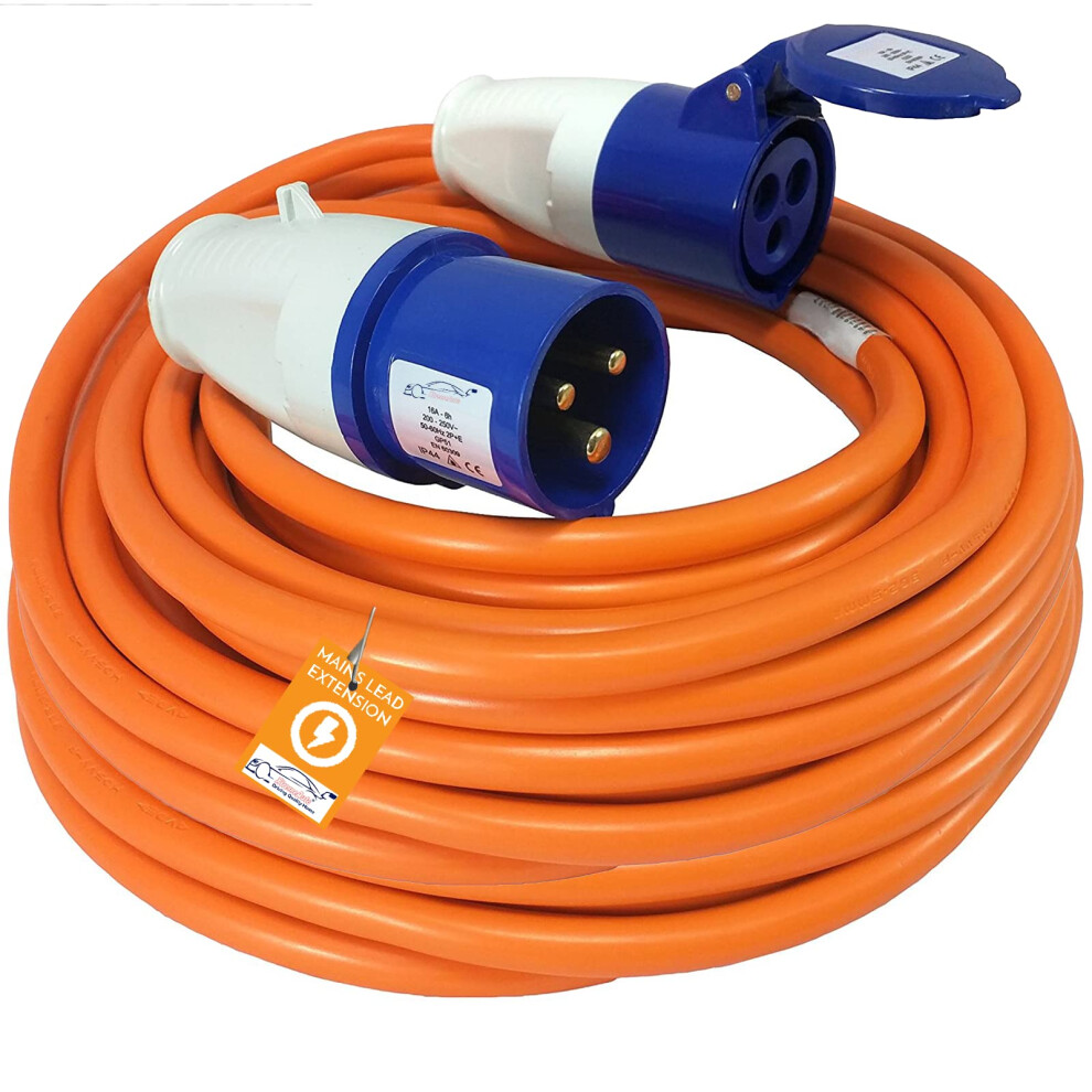 Xtremeauto 25M Extension Lead Cable - Heavy Duty, 240V 16Amp Camping Caravan Hook Up Cable Orange High Vis Orange Mains Power - Perfect For Campervan 4882881696727