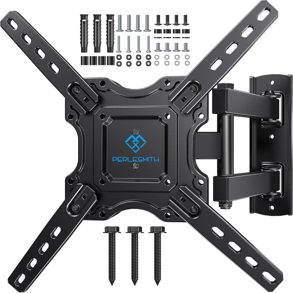 PERLESMITH TV Wall bracket for most 26-60 inch Plasma & Curved TV up to 35kg, Universal TV Bracket Wall Mount with Tilt Swivel Extension, Max VESA 40