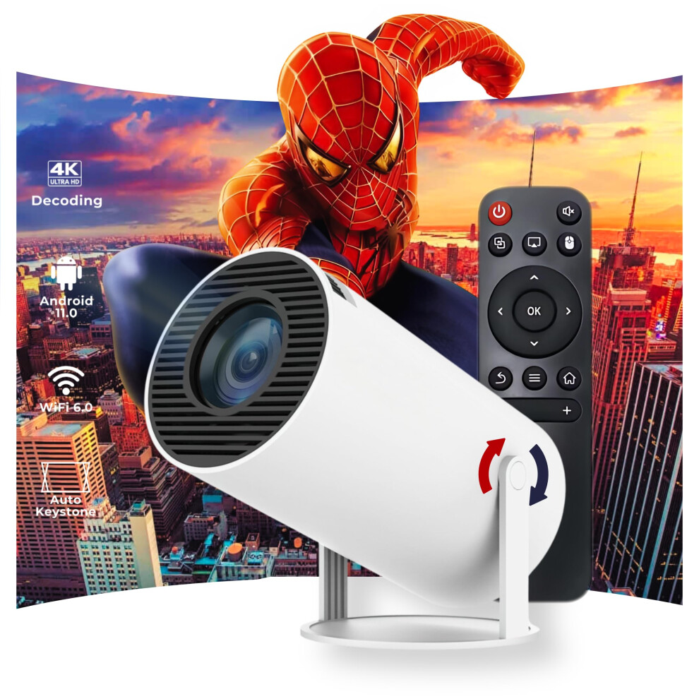 Optizen Mini Projector, 720P Hd & 4K Support, Portable Projector With Wifi 6 & Bluetooth 5 Auto Keystone Correction, Works With Android, Usb, Hdmi, T 8127305932385
