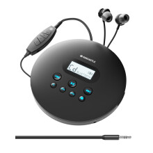 Oakcastle CD100 Rechargeable Bluetooth CD Player | 12hr Portable Playtime | In Car Compatible Personal CD Player | Headphones Included, AUX Output, A