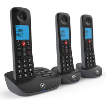 BT Essential Cordless Landline House Phone, Nuisance Call Blocker, Call Block button, Answer Machine, Trio Handset Pack
