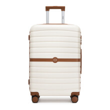 (cream and brown, 24) KONO 20+24+28Inch ABS/PC Striped Design with Cabin Suitcase Set