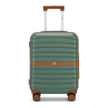 (green and brown, 20) KONO 20+24+28Inch ABS/PC Striped Design with Cabin Suitcase Set