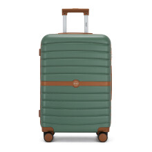 (green and brown, 24) KONO 20+24+28Inch ABS/PC Striped Design with Cabin Suitcase Set