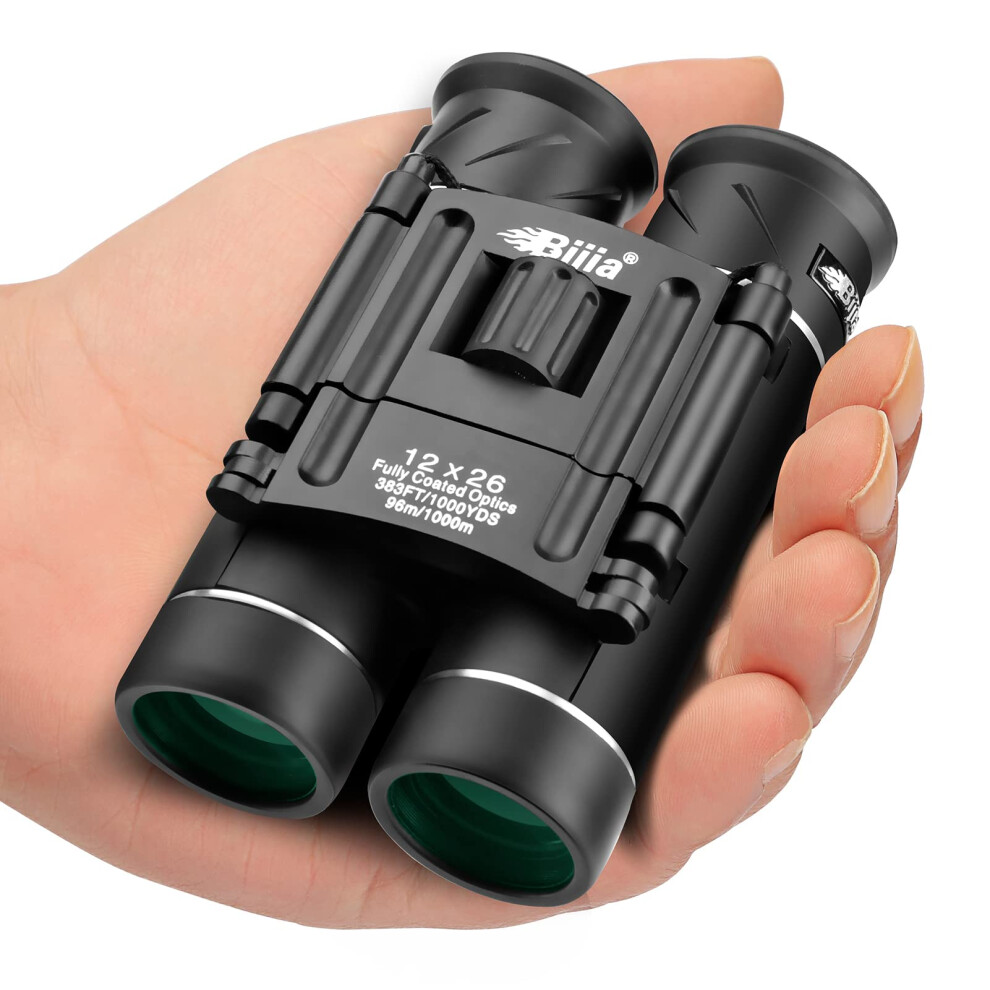 12X26 Hd Binoculars For Adults Kids Bird Watching,Bijia Mini Folding Compact Binocular For Travelling/Sightseeing/Hunting/Concert(Bak4 Prism, Fmc Gre 3086292258036