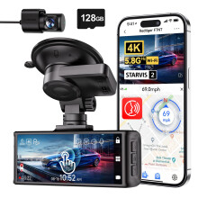 REDTIGER 4K Dash Cam Front and Rear, Touch Screen 3.18 Inch, Voice Control, 5.8GHz WiFi Car Dash Camera with 128GB Card, GPS, UHD 2160P Night Vision,