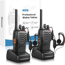 Long Range Walkie Talkies,16-Channel USB Rechargeable Walkie Talkies for Adults & Kids, 2-Way Radio Kit with LED Light, Earpieces and Charger (2 Pack