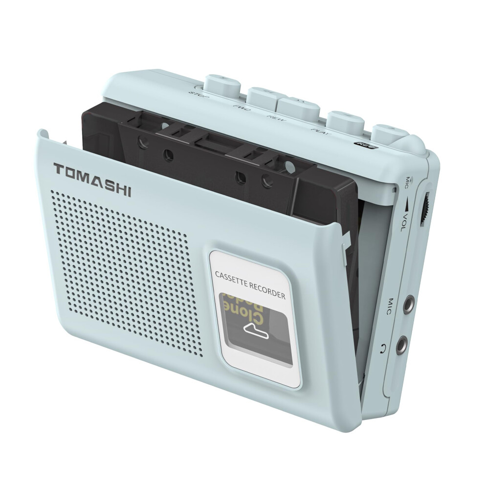 Portable Cassette Player, Tape Recorder With Built-In Speaker, Microphone, Headphone Jack, 4.57 X 3.54 X 1.38 Inches (Blue) Blue 1225801905791