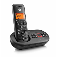 Motorola E211 Cordless Landline House Phone, Home Phone, Answer Machine, Nuisance Call Blocking, Do Not Disturb Button, Amber Backlit Display, Single