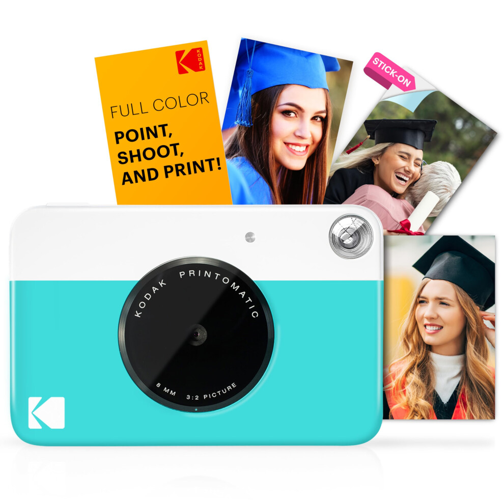 Kodak Printomatic Full-Color Instant Print Digital Camera - Zink 2X3" Sticky-Back Photo Paper - 5Mp, Portable, Creative Fun Gift For Birthday, Christ