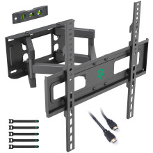 TIPTOP GEAR TV Wall Bracket for 32-60 Inch, Swivels Tilts Extends, Double Arm Full Motion TV Wall Mount Holds up to 45kg, Max. VESA 400x400mm, Includ
