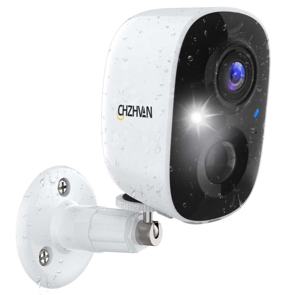 Chzhvan Security Camera Outdoor Wireless, 2K Uhd Night Vision Camera With Ai Recognition, Pir Motion Detection, Siren Alarm, Rechargeable, Spotlight, 3514744845966