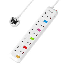 Mscien 4M Extension Lead with Switches, 5 Way Surge Protected Extension Lead, UK Wall Mount Power Strip with 4 Meter Extension Cord, 5 Gang Plug Exte