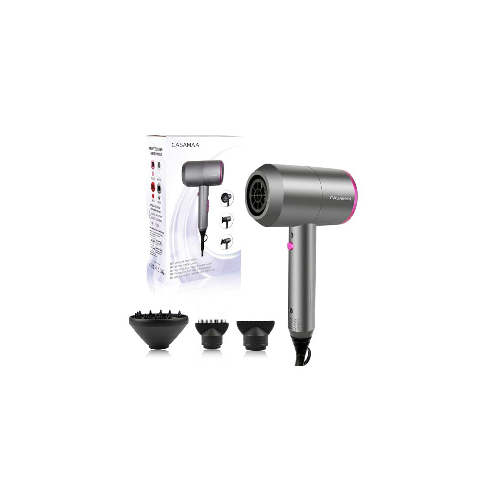 Photos - Hair Dryer CASAMAA Professional Ionic  Powerful AC Motor Quick Drying with 2 Speed 3 Heat Setting, Cool Shot Button with 1 Di