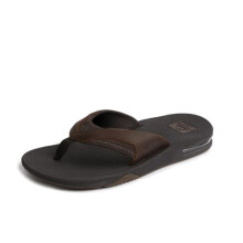 Reef Men's Leather Fanning Flip-Flop, Brown Dark Brown Dab, 13 UK