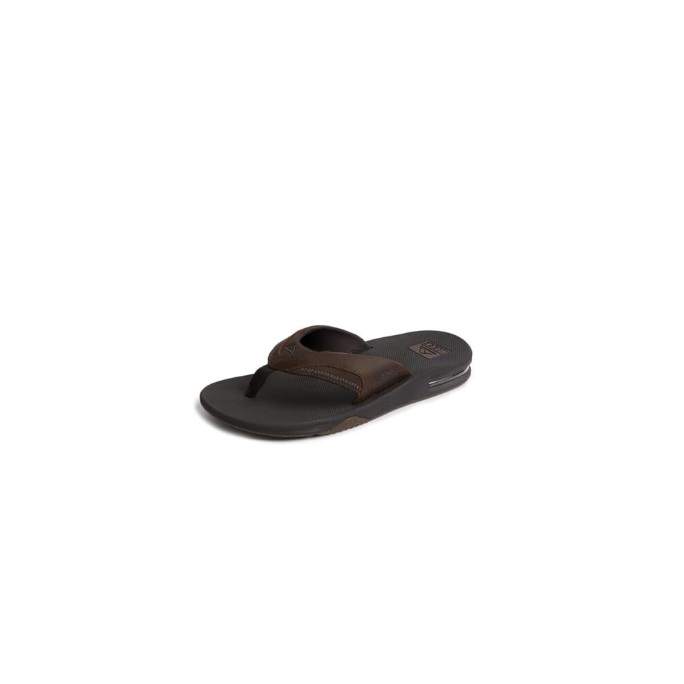 Reef Men's Leather Fanning Flip-Flop, Brown Dark Brown Dab, 13 UK