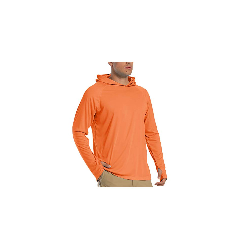 TACVASEN Quick Dry Hoodies Rash Guard Shirt UV Sun Protection UPF 50+ Long Sleeve Base Layer Hoodie Holiday Travel T-Shirt Orange