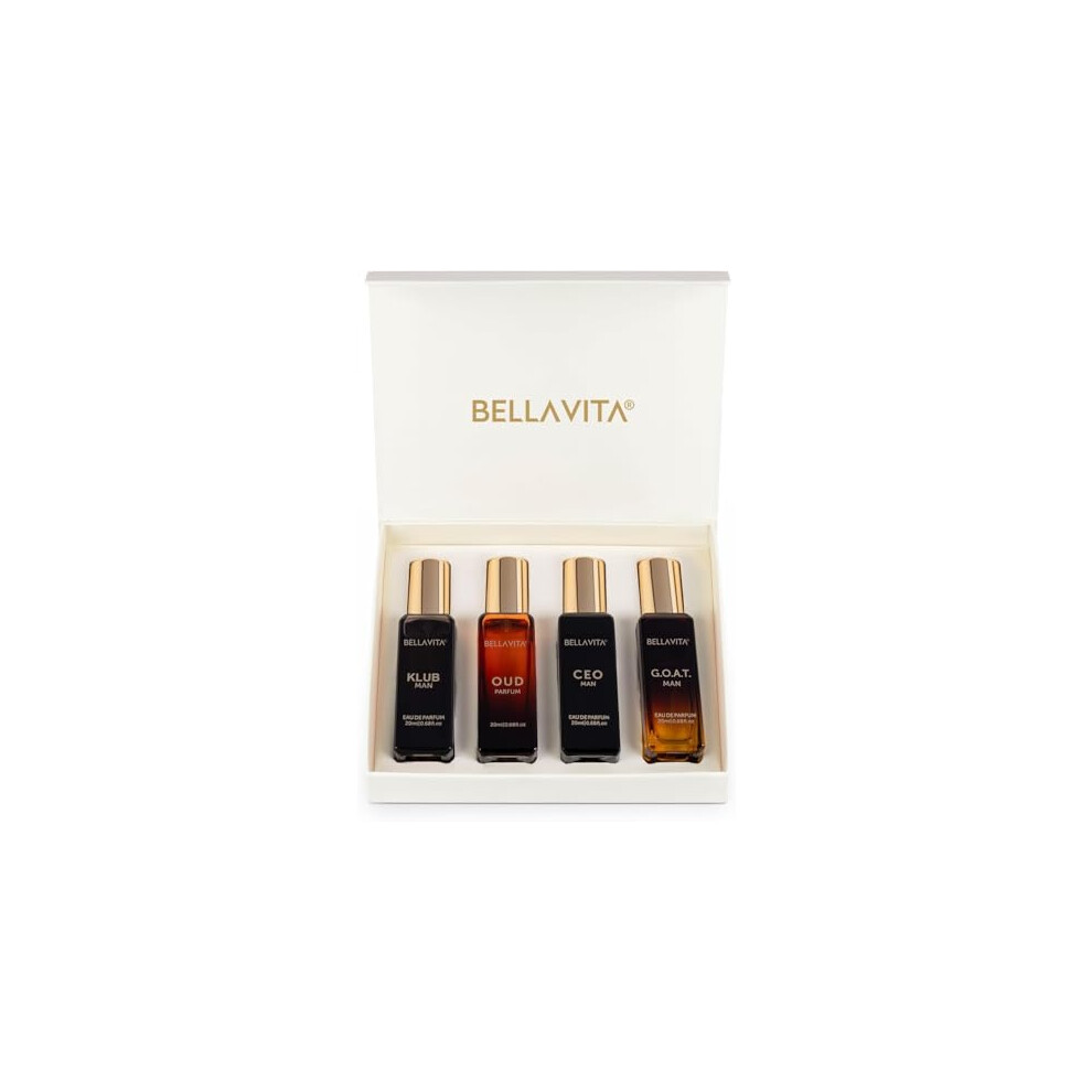 Bella Vita Luxury Bellavita Luxury Perfume For Men Gift Set (4X20ml) | Mens Perfumes Oud, Ceo, Klub, Goat | Mini Mens Fragrance With Luxury Perfume Oils | French Colog