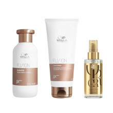 Wella Professionals Deep Repair & Care Professional Hair Care Regime for Dry & Damaged Hair, Fusion Intense Repair Shampoo 250ml, Conditioner 200ml &