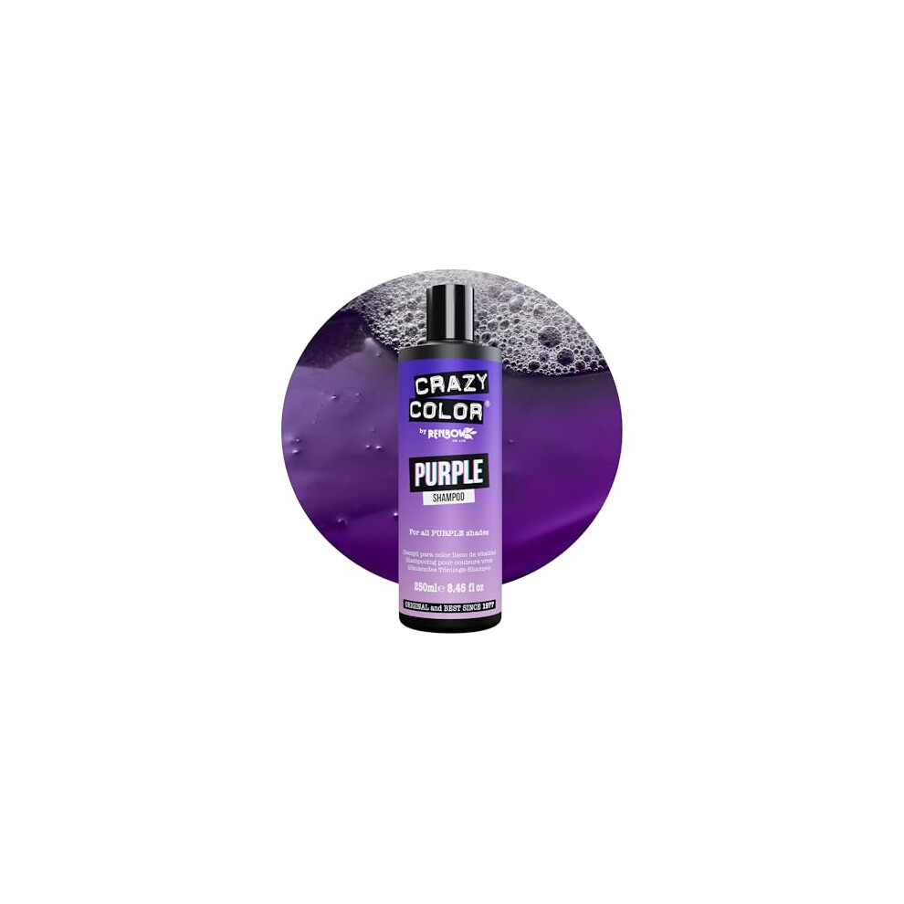 Crazy Color Purple/Lilac Shampoo For Hair | Maintain, Refresh And Color Protect | For Violet, Pastel Blue Hair. Vegan, Cruelty & Sulphate Fre