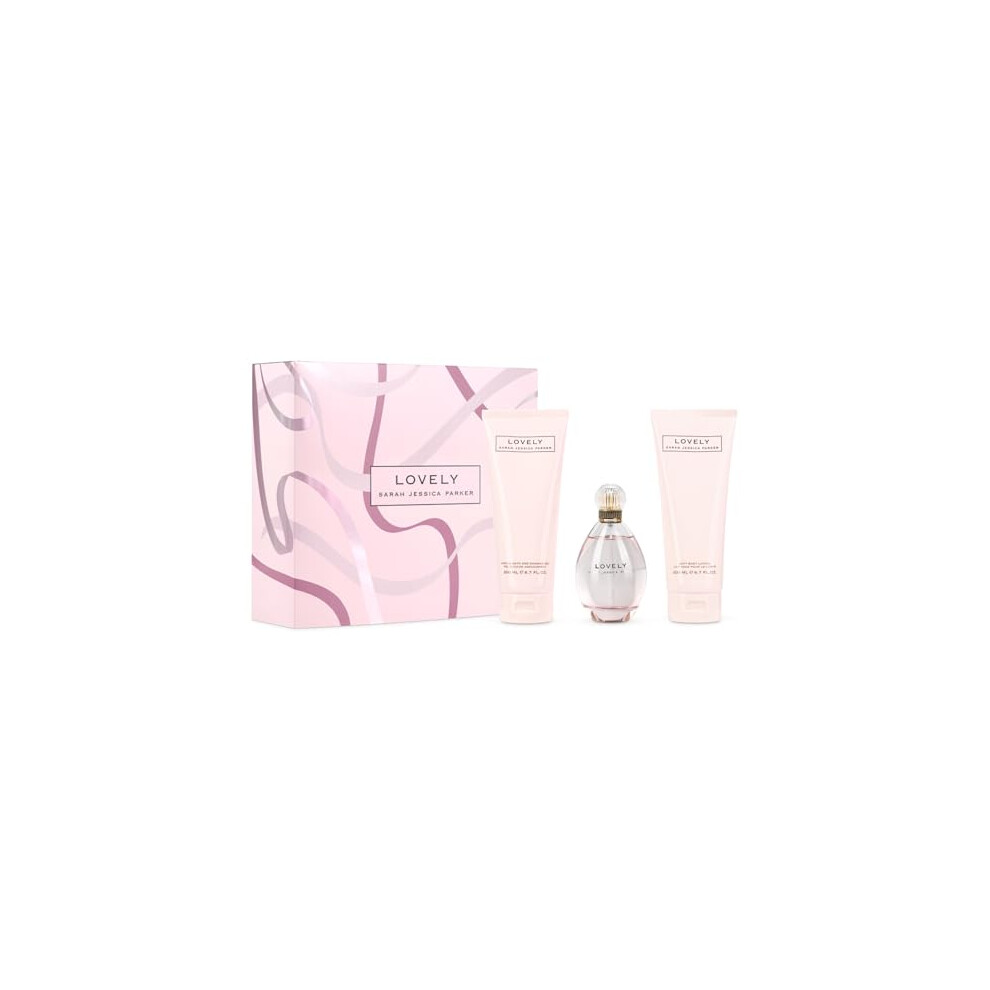 Sarah Jessica Parker Lovely Perfume Gift Set (Inc. 100ml Eau de Parfum for Women, 200ml Body Wash, 200ml Body Lotion). Perfume For Women Gift Sets -