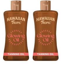 Hawaiian Tropic Glowing Tanning Oil, 200ml, Tropical Scent with Vitamin E, Vegan (Pack of 2)