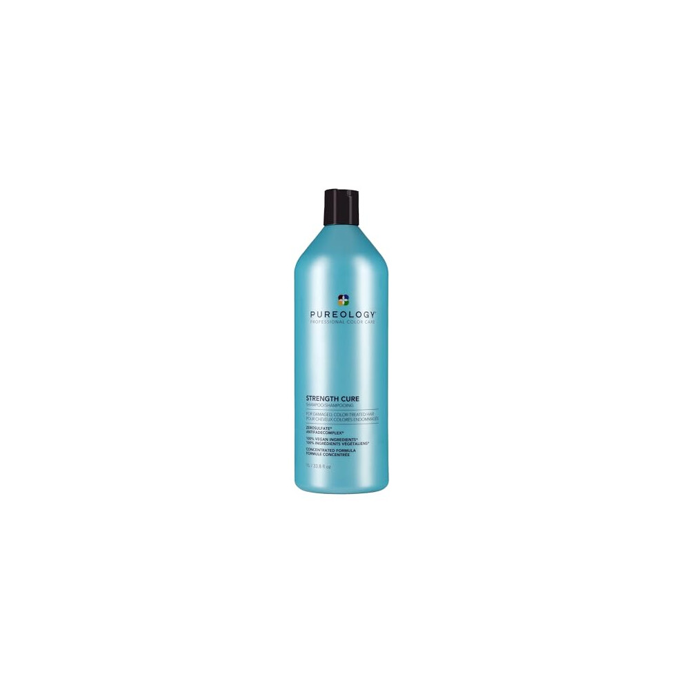 Pureology Strength Cure, Strengthening Shampoo, For Damaged, Colour Treated Hair, Vegan Formulas, Sulphate Free for a Gentle Cleanse
