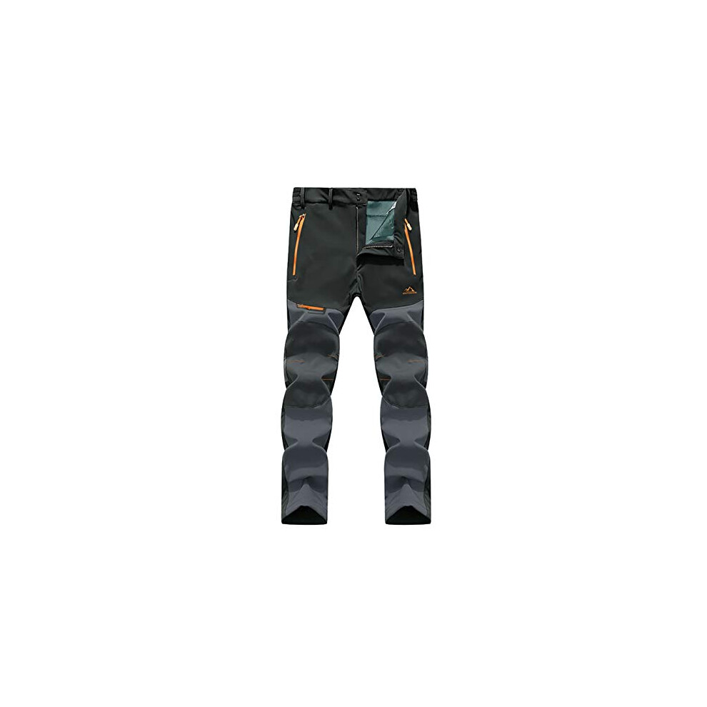 EKLENTSON Mens Waterproof Snow Ski Pants Fleece Lined Outdoor Hunting Climbing Windproof Pants Zipper Pockets Black