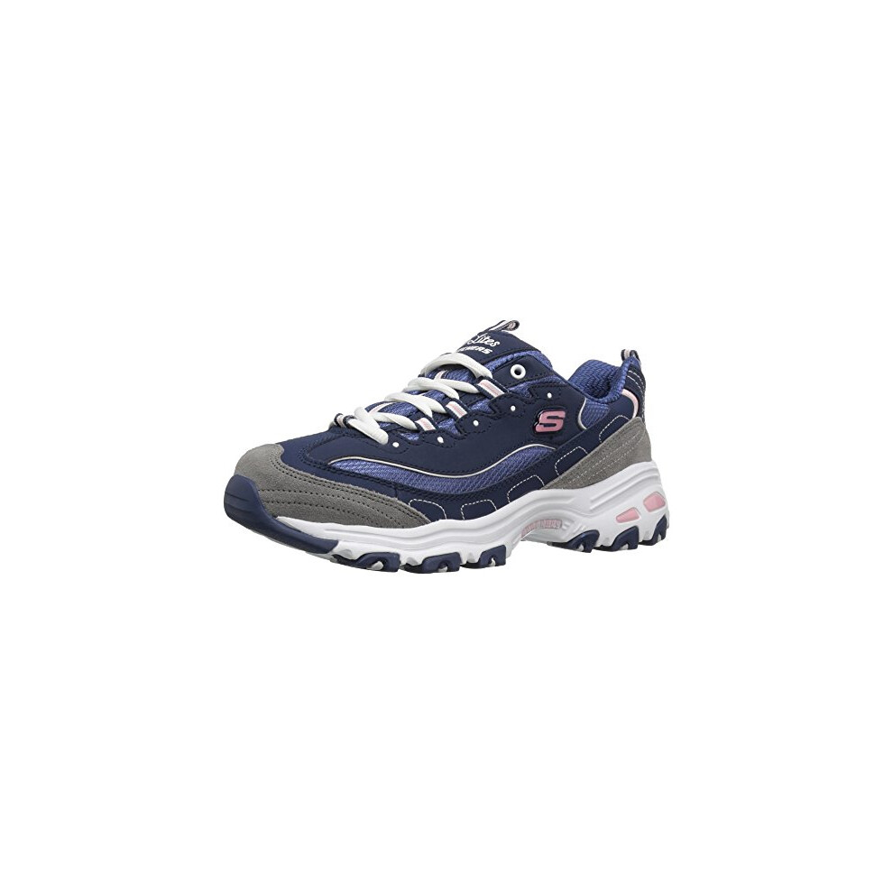 Skechers Women's D'lites Biggest Fan Fashion Sneaker, Navy Grey White, 4.5 Uk