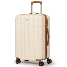 H.yeed 24 Inch Medium Suitcase ABS Hard Shell Lightweight Small Trolley Travel Cabin Luggage with 4 Double Spinner Wheels TSA Lock (White)