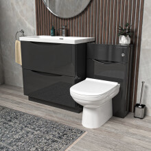 Nes Home Dark Grey 800mm Drawers Basin Vanity, WC Unit and BTW Toilet