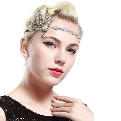 1920s Accessories Set Flapper Headband,earrings,pearl Necklace,gloves 2