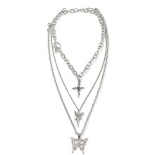 Layering Chunky Chain Choker Toggle Necklace Jewelry Set Layered Butterfly Cross Angel Pendant State
