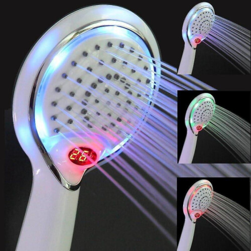 LED Shower Head, with Temperature Display, LED Shower Head Hand Shower, 3 Colors Temperature Control